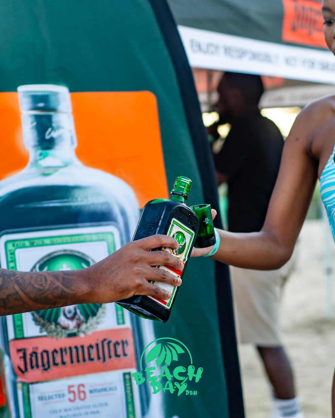 Jägermeister being poured at the Beach Day Durban bar